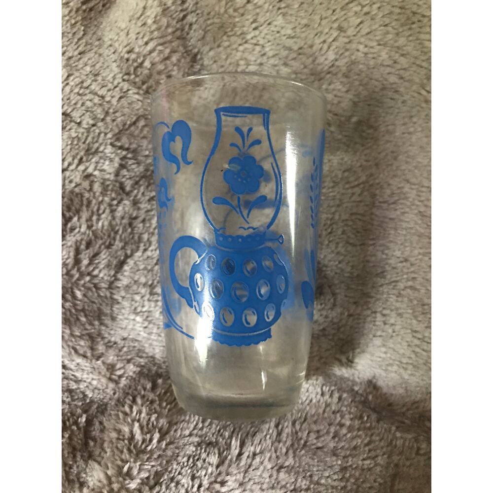 Vintage Kraft Swanky‎ Swig Juice Glass Blue Oil Lamp And Tea Pot